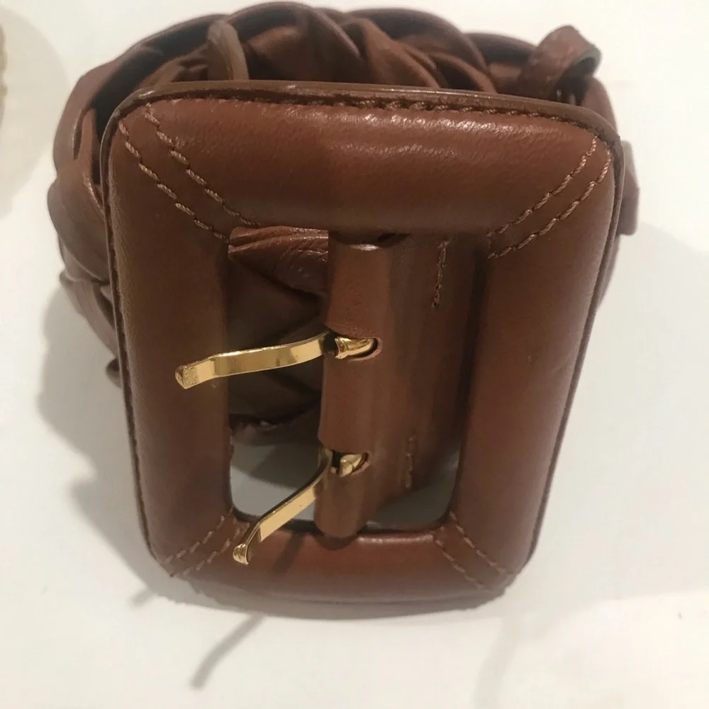 BE&D Braded brown leather belt Sz L 3” W